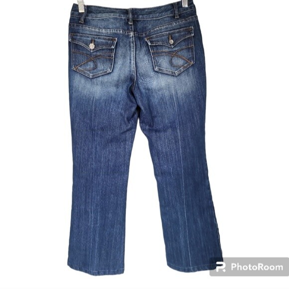 INC International Concept Distressed Dark Wash Cropped  Wide Leg Pants Size 2 - Picture 2 of 11